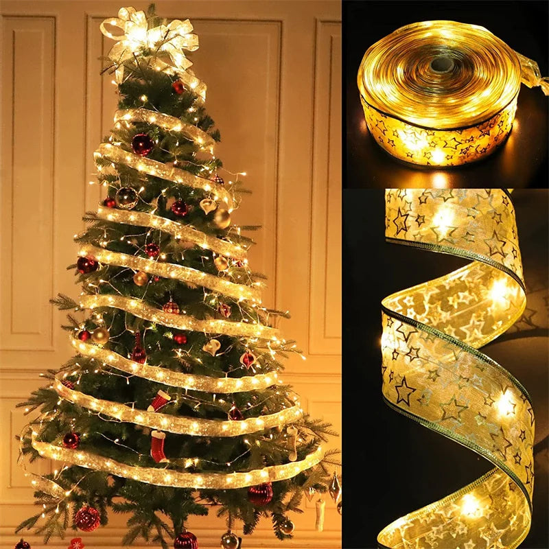 Christmas Ribbon Fairy String Lights – LED Ribbon Holiday Lights for Home & Party (1m–10m)
