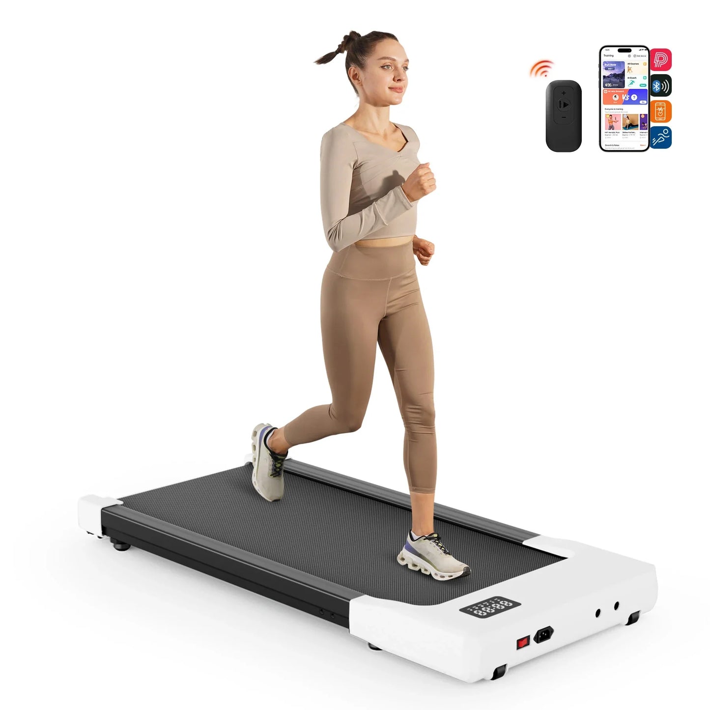 Under-Desk 2-in-1 Walking Pad Treadmill - Portable 2.5HP LED Remote Control for Home & Office