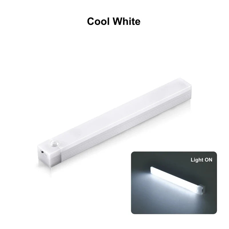 USB Rechargeable Motion Sensor LED Bar Light – Wireless Magnetic Cabinet Night Light, 10/20/30/50 cm (3.9/7.9/11.8/19.7 in), 3-Color