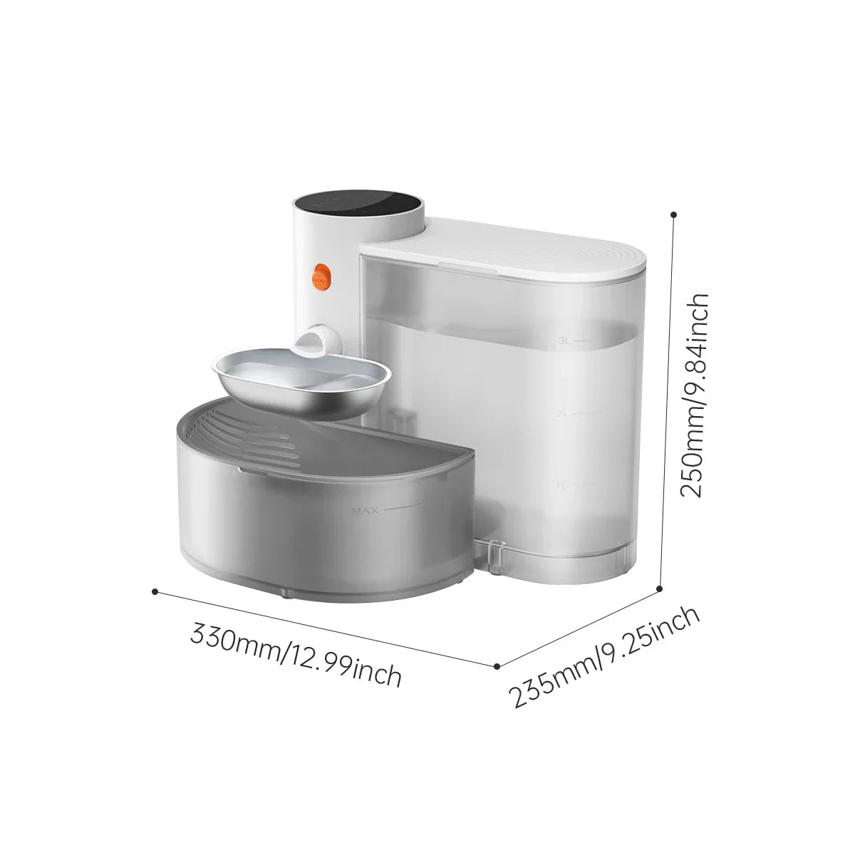 Automatic Stainless Steel Pet Water Fountain 3L Rechargeable Wireless Drinking Bowl for Cats & Small Dogs