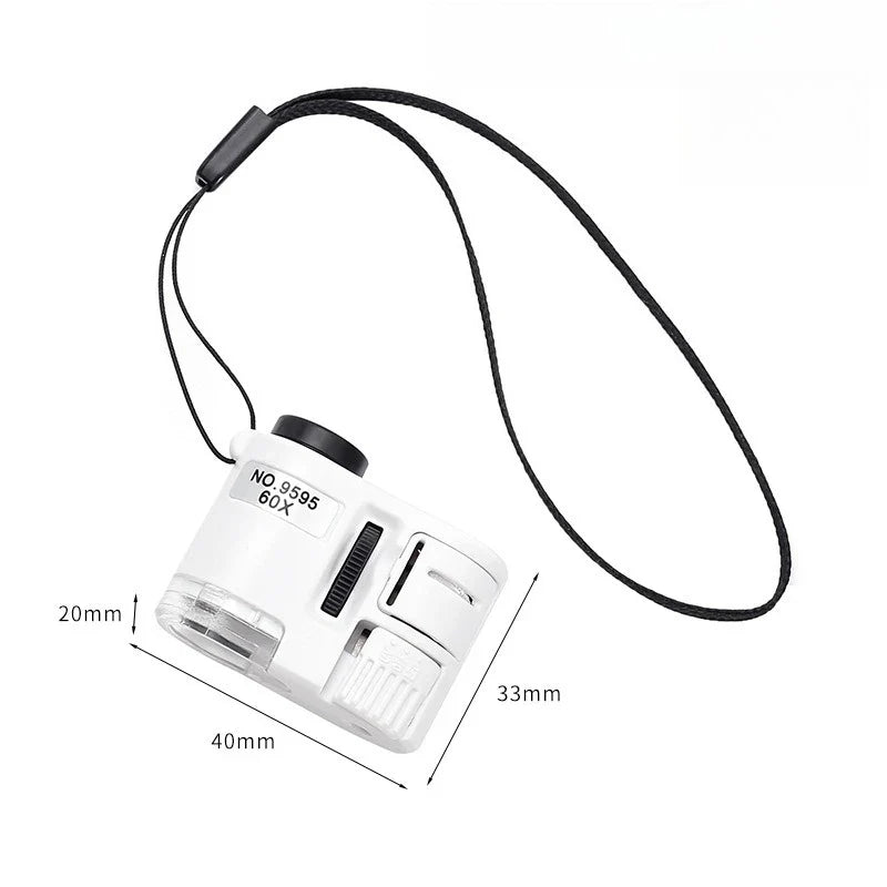 60X Pocket Magnifier with LED & UV Light - Portable Handheld Jeweler Loupe