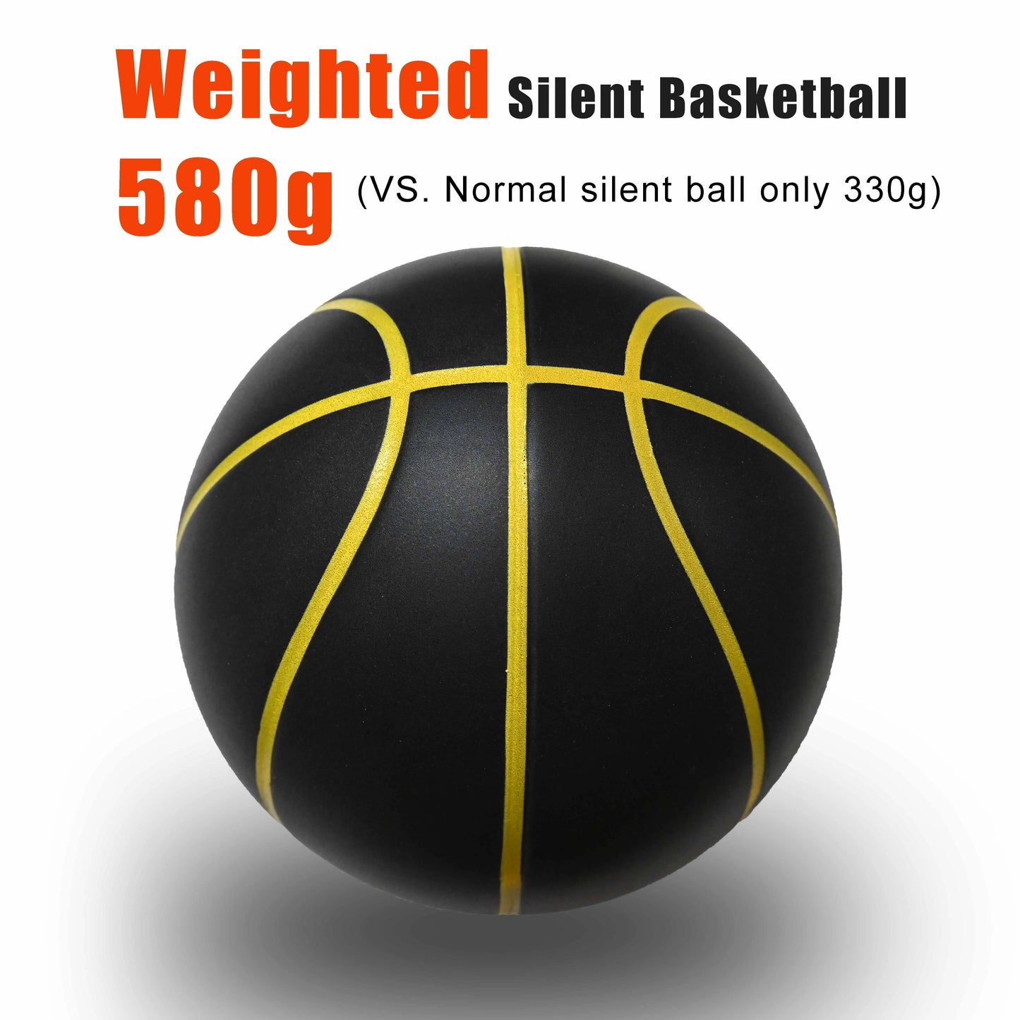 Silent Indoor Basketball Size 7 (29.5 in / 75 cm) PU Foam Airless 580 g Quiet Dribble