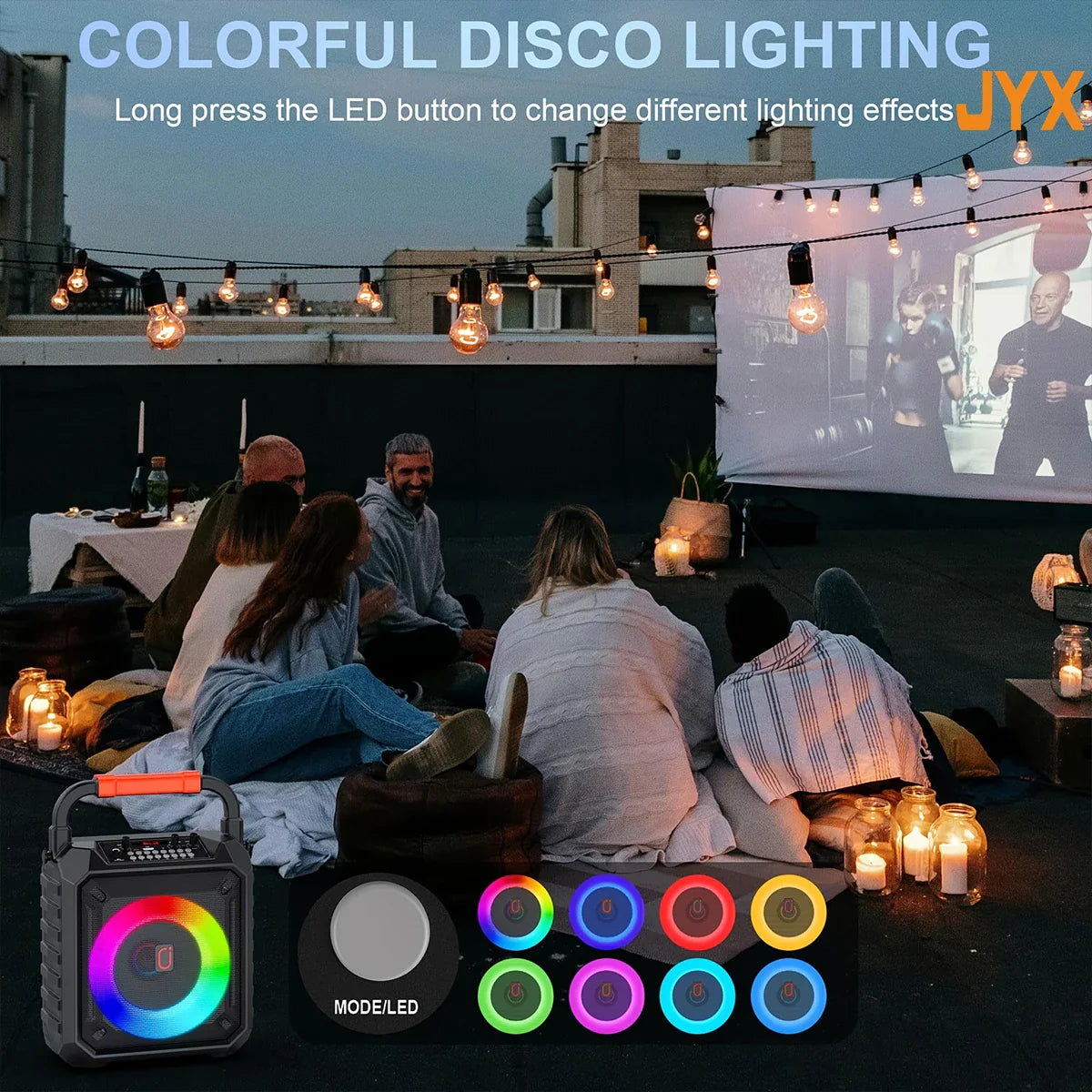 T17 Karaoke Machine with 2 Wireless Microphones - Portable Bluetooth Speaker Home Karaoke System with RGB Lights