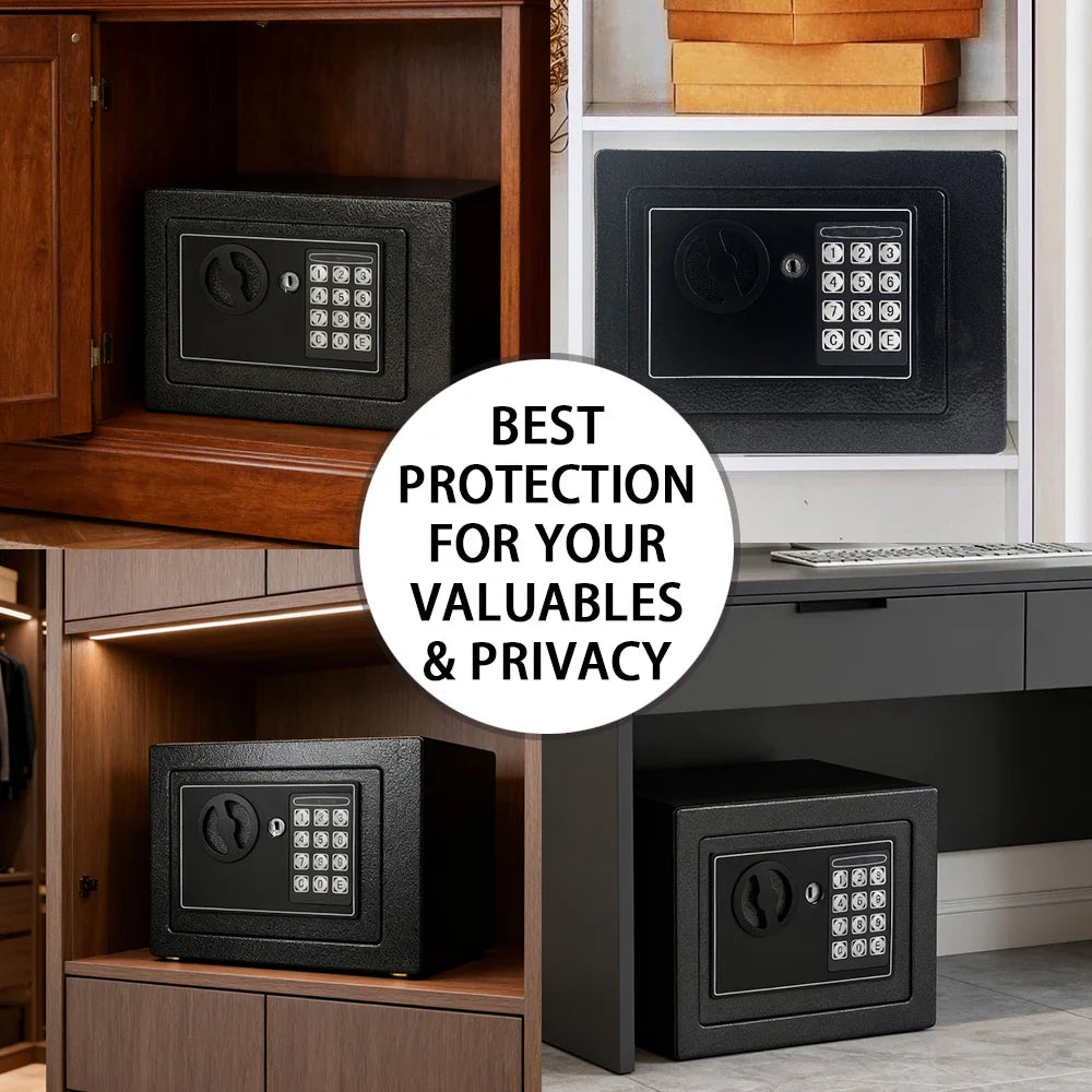Fireproof Home Safe with Digital Keypad, Sensor Light and Adjustable Shelf - Secure Money Bag Storage