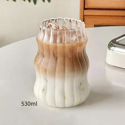 Heat-Resistant Stripe Glass Tumbler — Transparent Tea, Coffee & Juice Mug, 410/530/650 ml (13.9/17.9/22 fl oz)