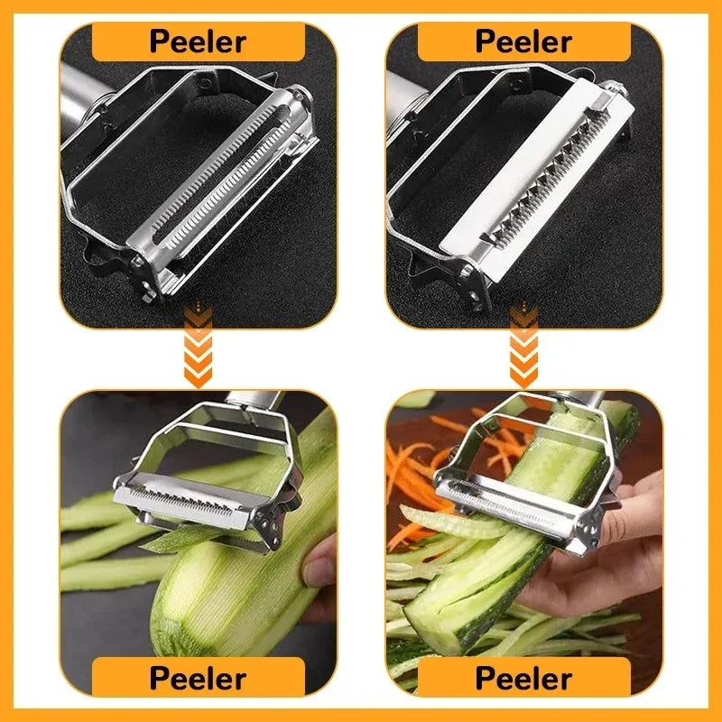 Multifunctional Stainless Steel Vegetable Peeler & Julienne Slicer for Potatoes, Carrots & Cucumbers