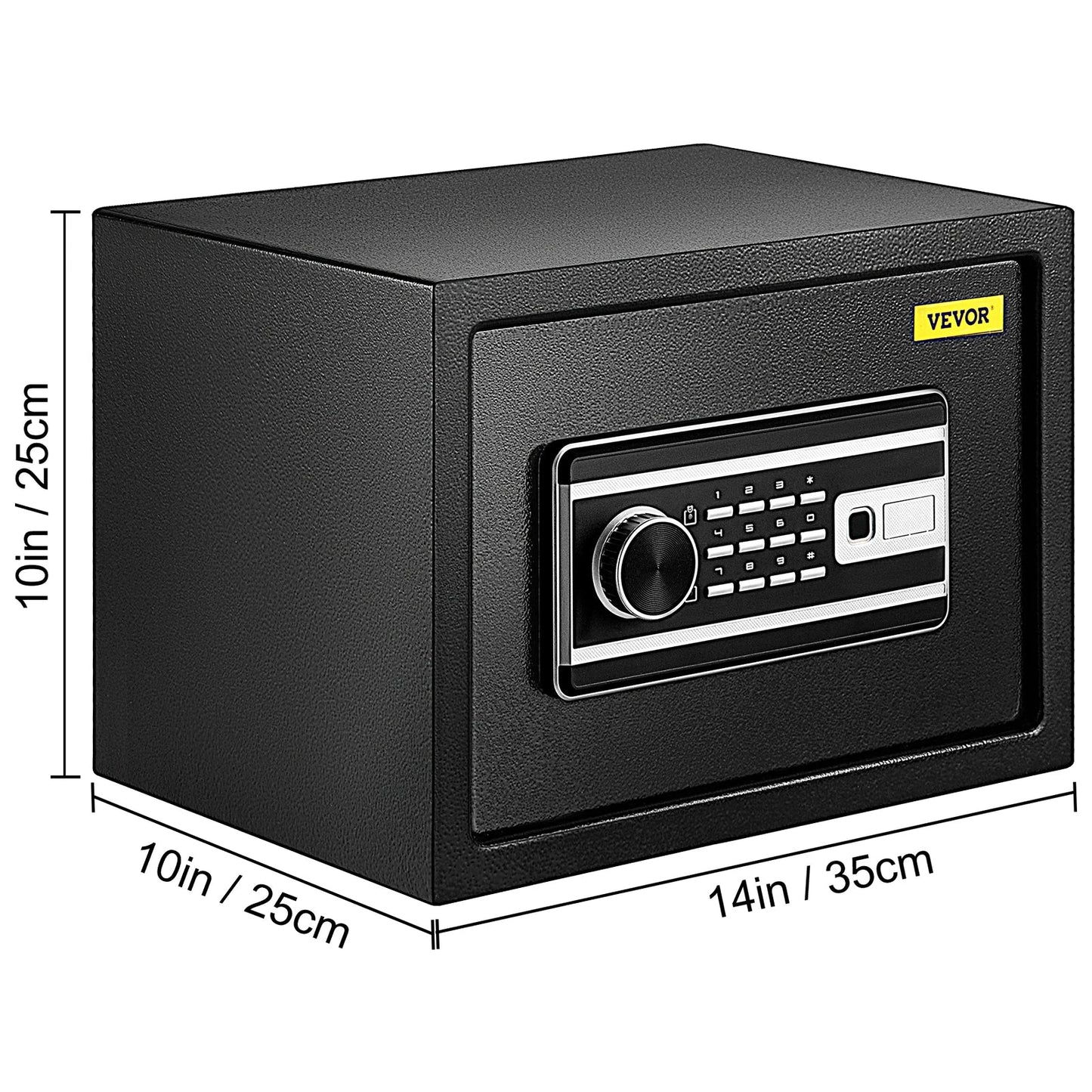 Fingerprint & Digital Lock Home Safe — 0.8 / 1.7 / 2.1 cu ft (22.7 / 48.1 / 59.5 L) Wall-Mount Security Box for Documents, Cash, Jewelry & Guns