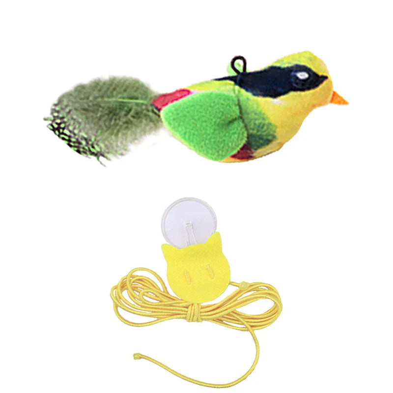 Lifelike Bird Plush Cat Toy with Feather Teaser, Catnip-Simulation for Cats & Kittens