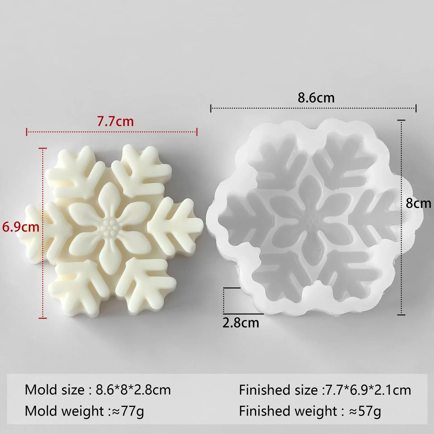 3D Snowflake Silicone Mold - DIY Candle, Soap & Wax Melt Mold for Christmas Crafts, Aroma Stones & Holiday Home Decor