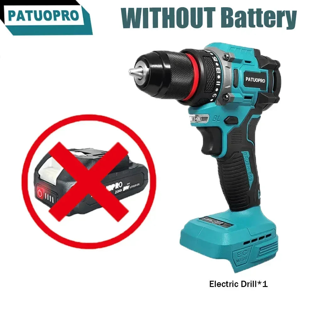 Brushless Cordless Drill 2-Speed - 3/8 in (0.8–10 mm) Keyless Chuck - 21+1 Torque - Compatible with 18V Slide Batteries (Battery Not Included)