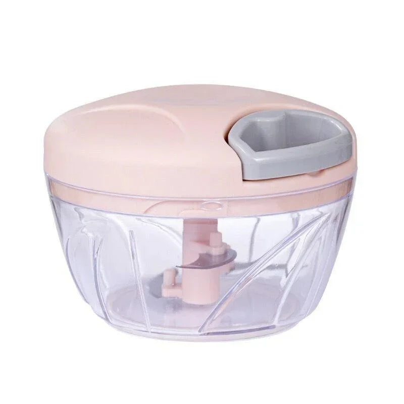 Manual Rope Food Chopper — 500ml & 900ml (17 fl oz / 30 fl oz) Stainless Steel Blade Garlic, Onion & Vegetable Slicer