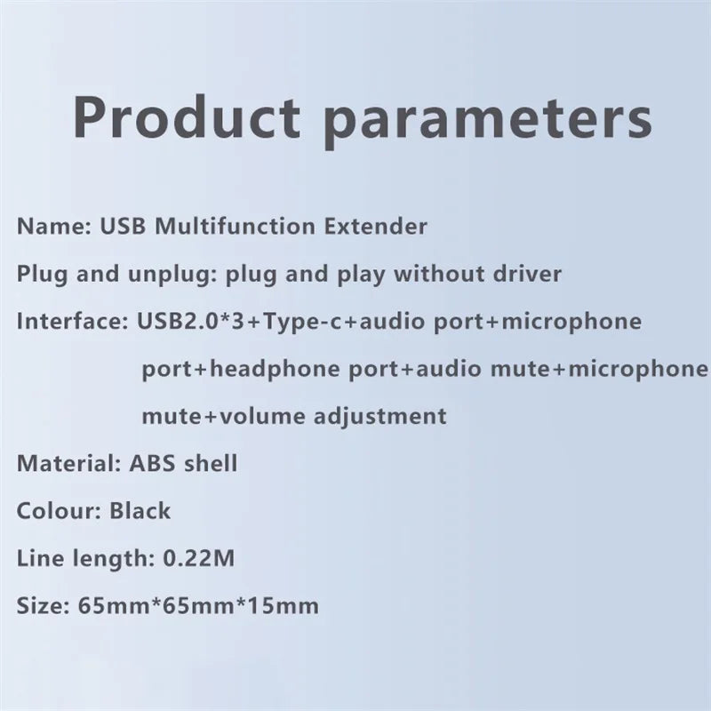 USB External Sound Card with 3-Port USB Hub – Plug-and-Play Audio Adapter for Headset & Microphone, 15Hz–25kHz