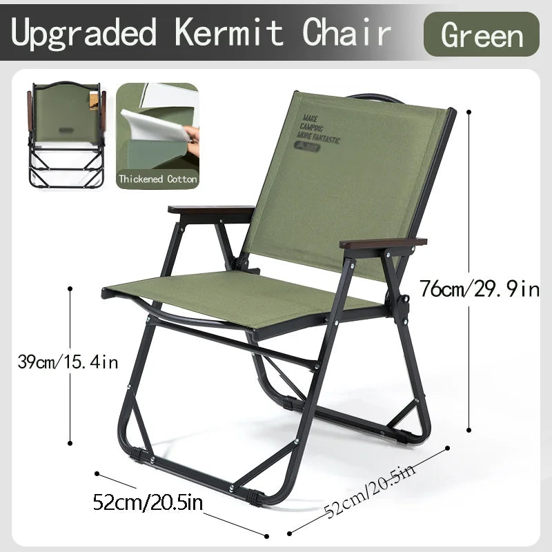 Folding Kermit-Style Camping Chair – Portable Outdoor Lounge for Beach, Picnic & Hiking