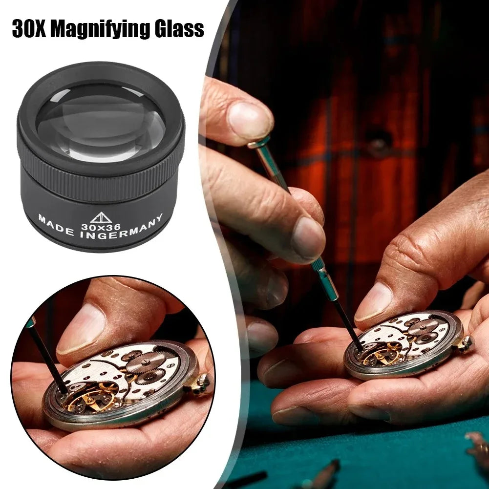 30X (36mm / 1.42in) Foldable Jewelry Loupe Magnifier - Glass Lens for Coins, Stamps & Jewelry Inspection