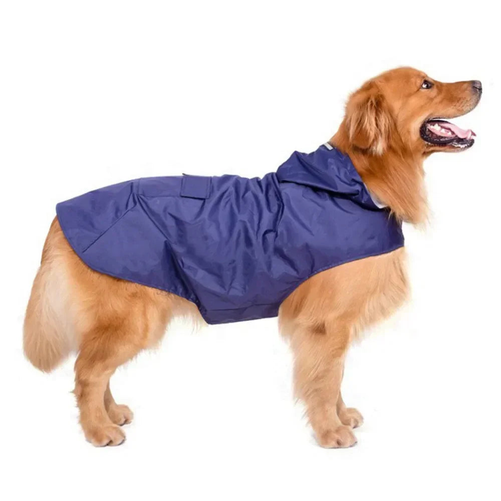 Waterproof Dog Raincoat Hoodie with Reflective Stripe, Leash Hole & Storage Pocket Sizes S-6XL