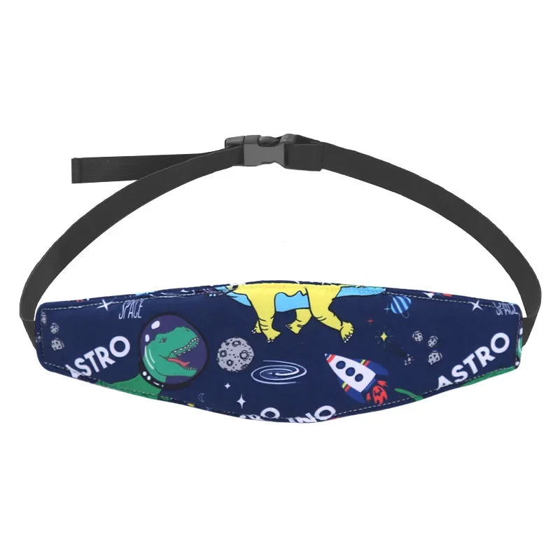 Infant Head Support Pillow for Car Seat & Stroller — Adjustable Belt Fastening Sleep Positioner, Unisex Cartoon Design