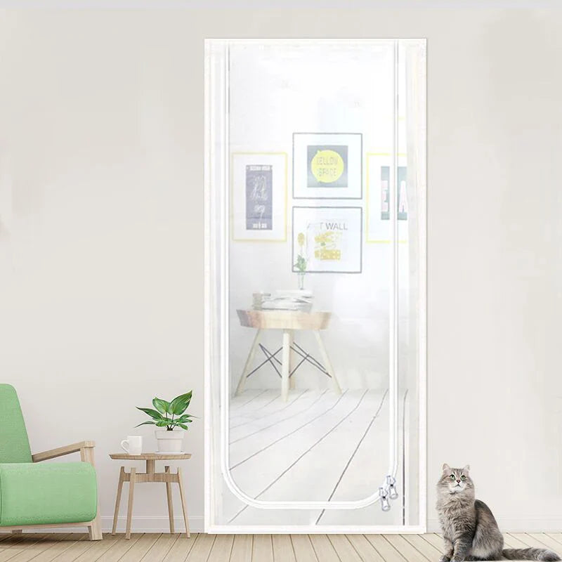 Cat-Resistant Zipper Door Screen - Nano Mesh Pet Door Curtain, Anti-Mosquito & Scratch-Proof, Up/Left Opening