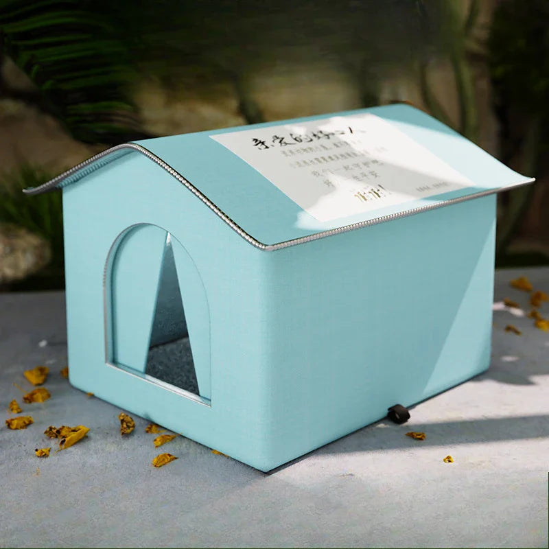 Waterproof Foldable Pet Cave Bed for Small Dogs & Puppies – Outdoor Winter Warm Plush Dog House, Washable