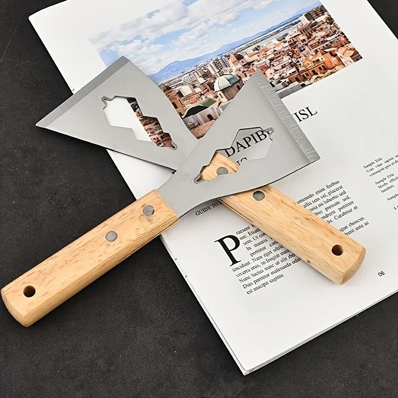 Multifunction Stainless Steel Putty Knife with Wooden Handle, Heavy-Duty Ash Scraper and Paint/Cement Scraper