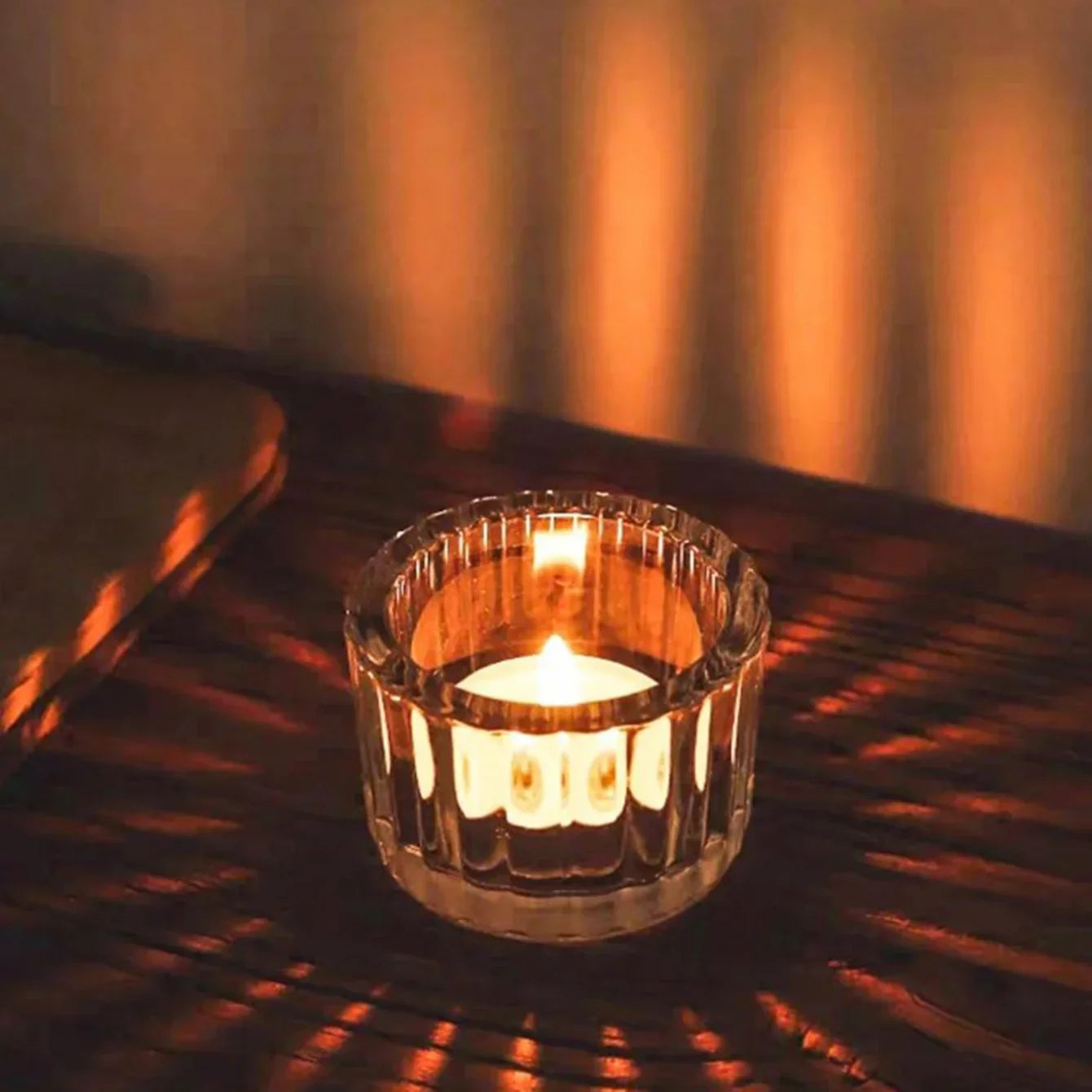 2-Pack Clear Glass Tealight Candle Holders – Small Mini Candlestick Table Centerpiece for Wedding, Home & Party