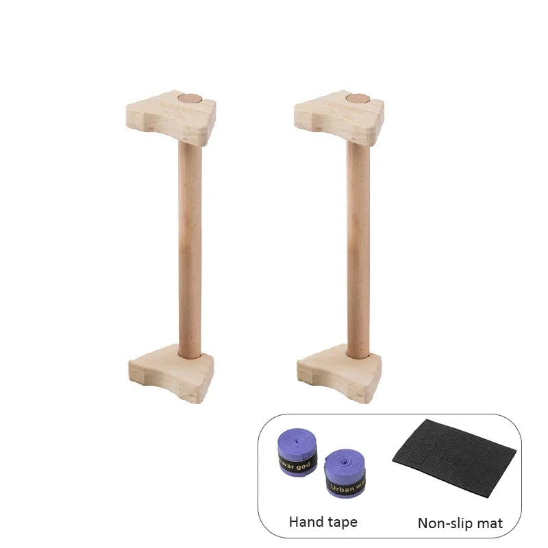2-Pack Wooden Push-Up Stands — Non-Slip Beech Parallettes for Calisthenics & Home Fitness