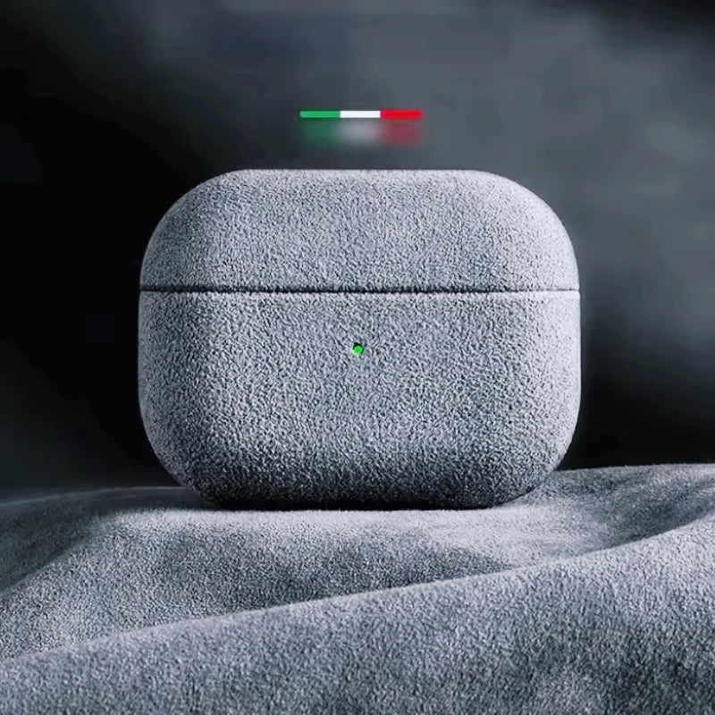 Italian Suede Leather Case for Wireless Earbud Charging Case – Luxury Suede Protective Cover with Wireless Charging Support