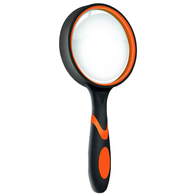 Handheld 10X Magnifying Glass for Kids & Seniors — Non-Slip Shatterproof Lens, 50/65/75/100 mm (1.97/2.56/2.95/3.94 in)