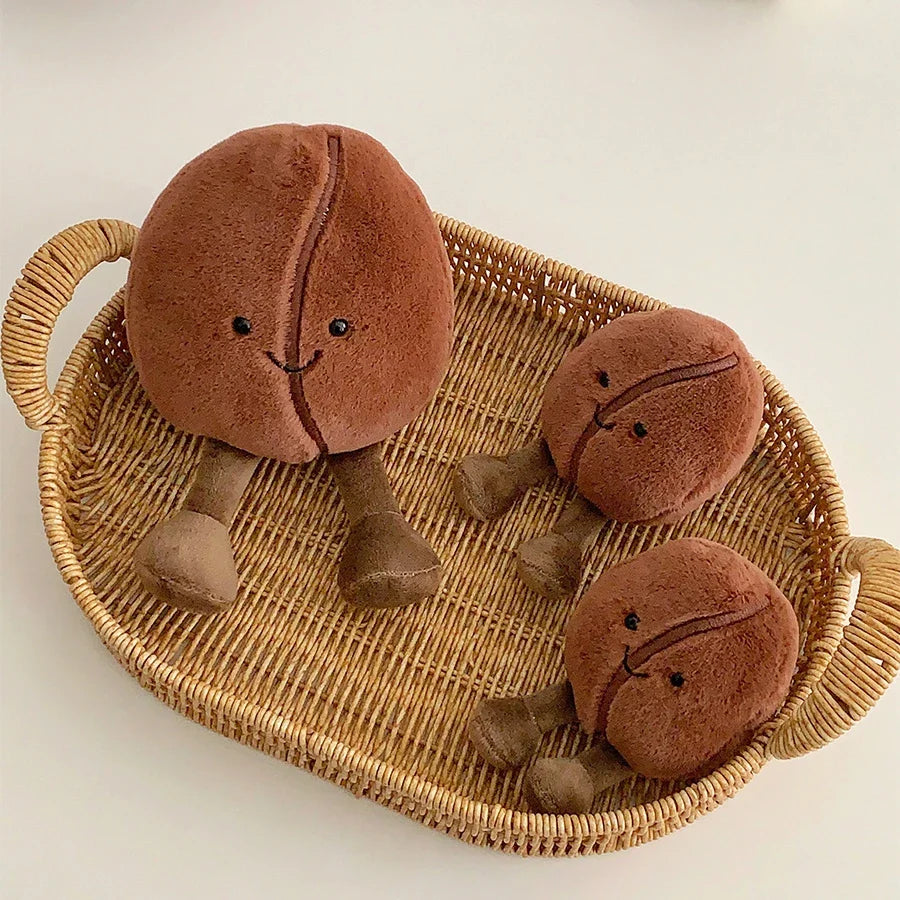 Coffee Bean Plush Toy 5.1 in (13 cm) Soft Brown Stuffed Doll Cute Home Decor Gift