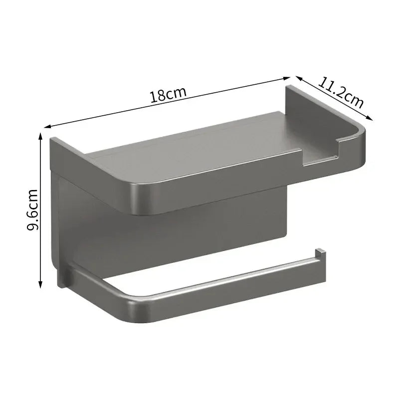 Wall-Mounted Toilet Paper Holder with Shelf — ABS Plastic Storage Rack for Bathroom & Kitchen, Phone and Towel Organizer