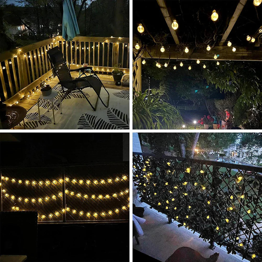 Solar Bubble Ball String Lights - Outdoor Waterproof 100/150 LED, 8 Lighting Modes for Garden Wedding Party Décor