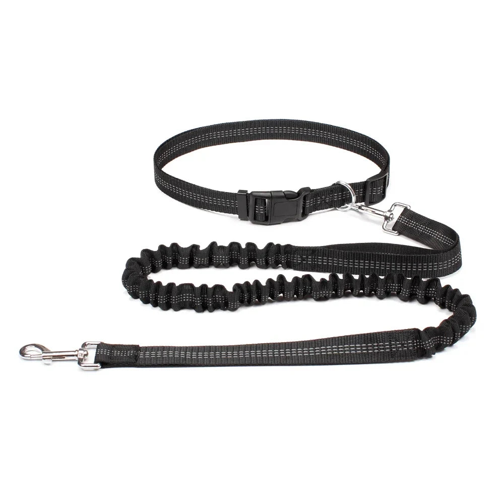 Hands-Free Dog Leash – Adjustable Waist Belt & Chest Strap, Reflective Running Jogging Leash 27.5–47 in (70–120 cm) Waist, 50–70 in (125–180 cm) Leash
