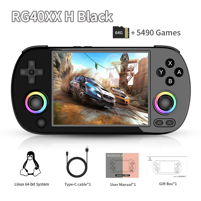 4.0-Inch IPS Retro Handheld Game Console — Linux 64‑Bit, 64GB Storage, 3200mAh Battery, 5000+ Games