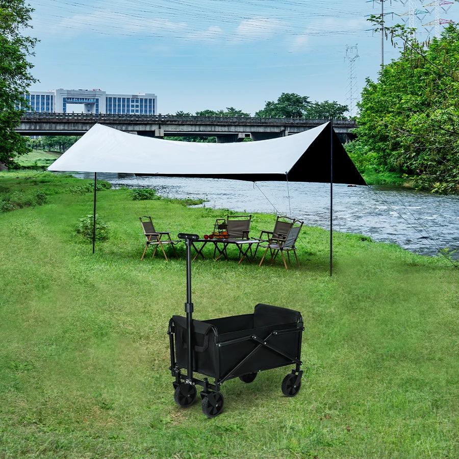 Heavy-Duty Foldable Portable Utility Cart — 4-Wheel Collapsible Wagon for Camping, Beach & Shopping