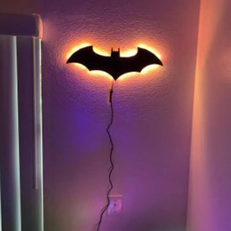 Wooden Bat LED Wall Lamp with Remote - Decorative Night Light for Bedroom, Living Room & Bar