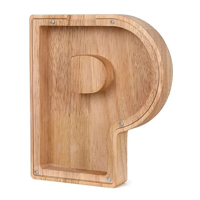 26-Letter Wooden Piggy Bank A-Z Alphabet Coin Money Box Kids Savings Jar Desktop Decor Gift