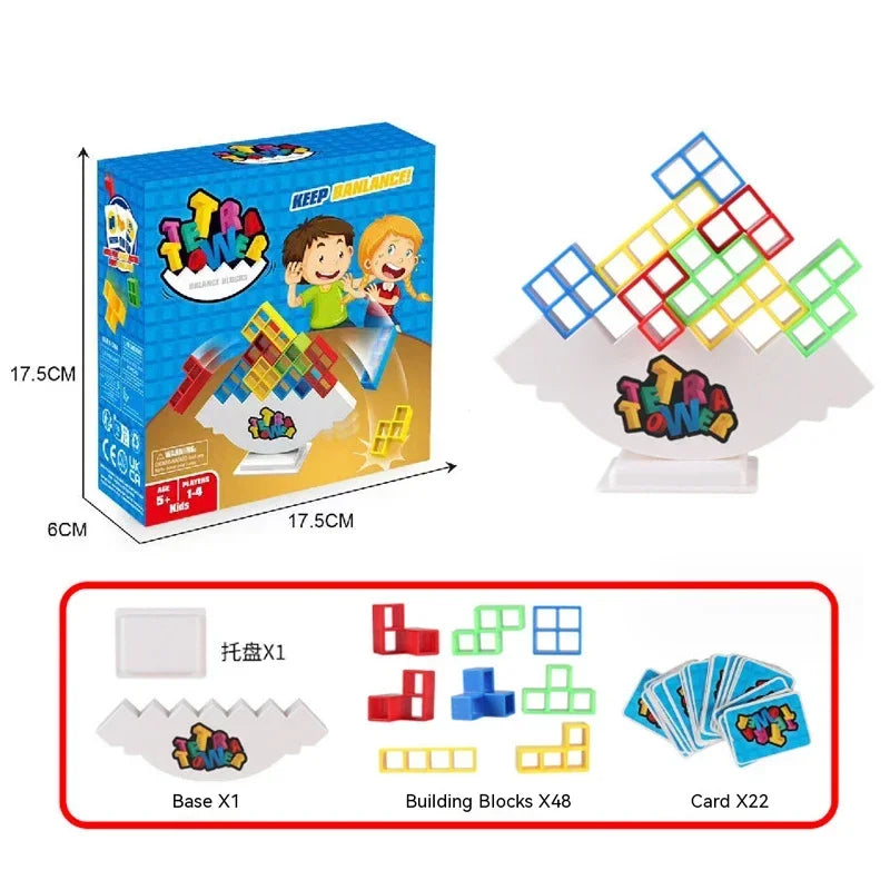 Tetra Tower Balance Stacking Game - Family & Party Building Puzzle for Kids and Adults