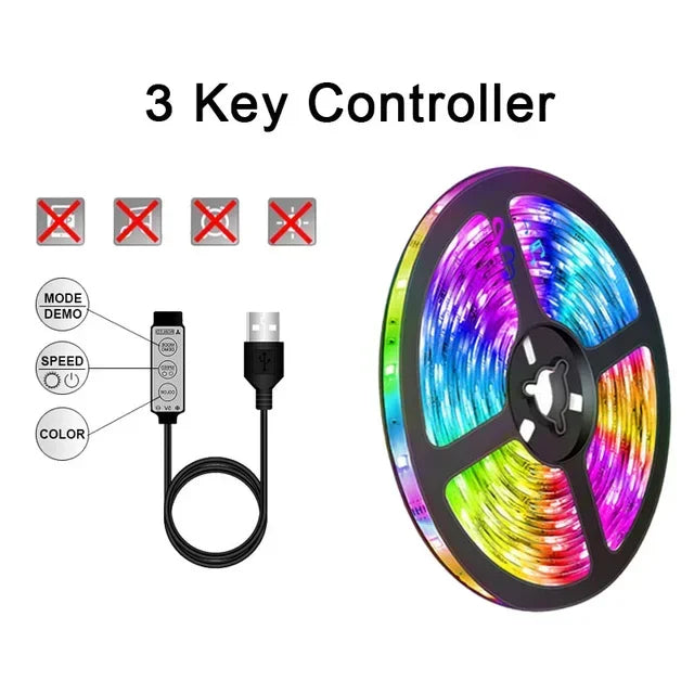 USB RGB LED Strip Lights 5050 SMD — App & Remote Control, Flexible 5V USB Tape Lights (1–15 m / 3.3–49.2 ft) for TV Backlight, Room & Party