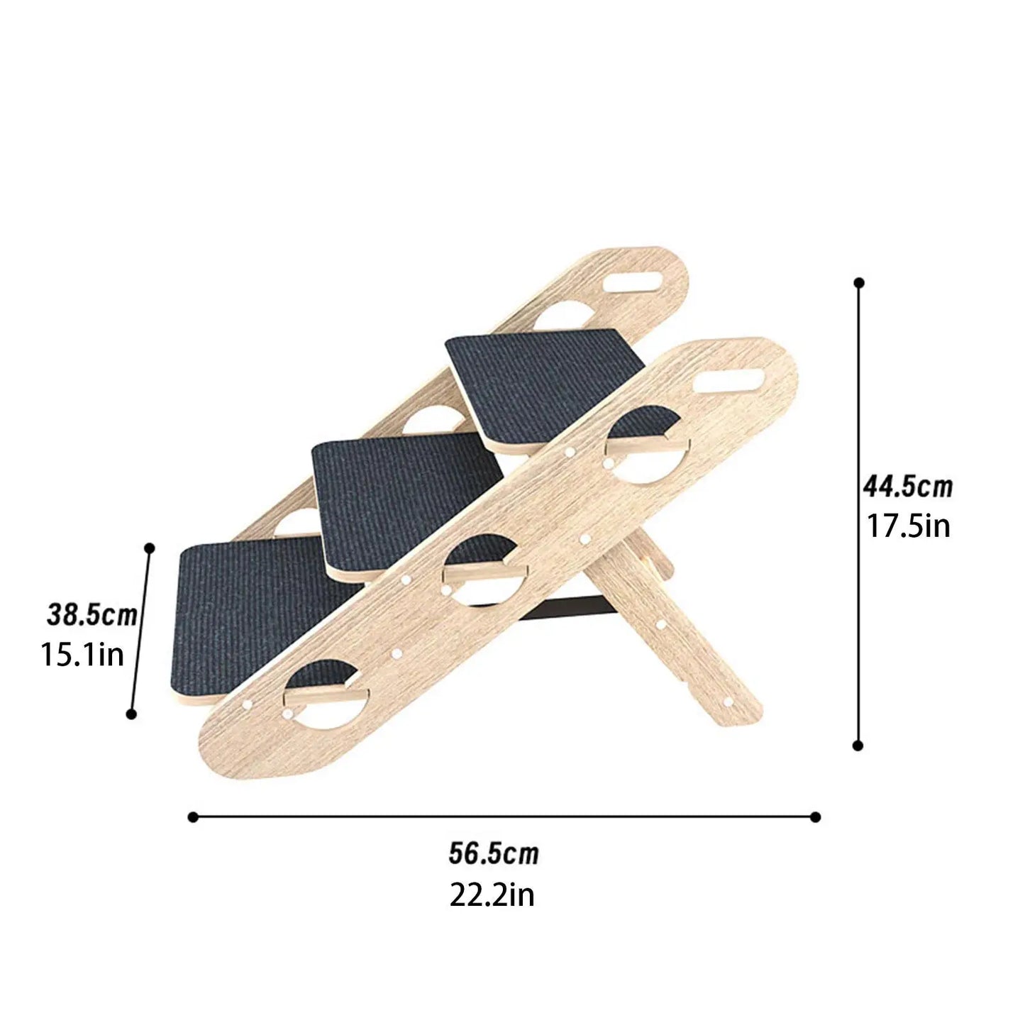 Foldable Wood 3-Step Pet Stairs for Small Dogs Non-Slip Sofa & Bed Ramp Portable Puppy Steps