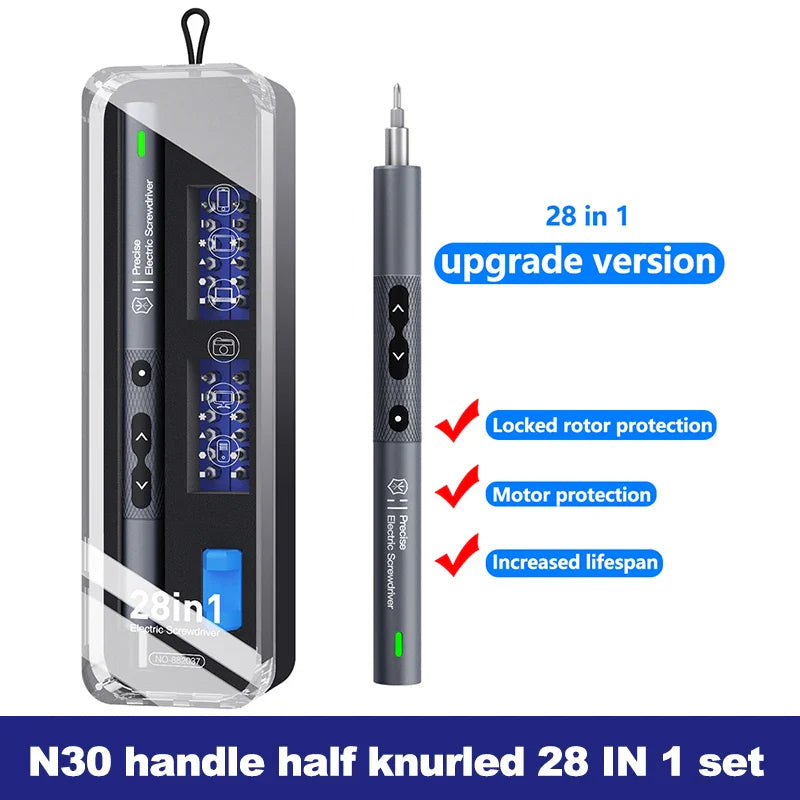 28/62-in-1 Precision Electric Screwdriver Kit — Rechargeable Cordless Mini Repair Tool Set for Phones, Laptops & Electronics