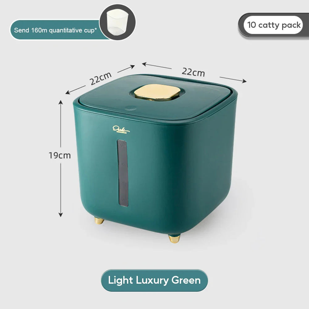 Airtight Pest-Proof Rice & Grain Storage Container — 5 kg / 10 kg (11 lb / 22 lb) Moisture-Proof Kitchen Bin with Double Silicone Seal, Pet Food Dispenser