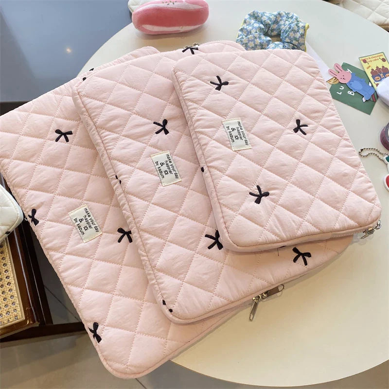Floral Laptop & Tablet Sleeve 13.6/14/15/15.6 in (34.5–39.6 cm) + 10.5/10.9/11 in (26.7–27.9 cm) Soft Polyester Zipper Pouch