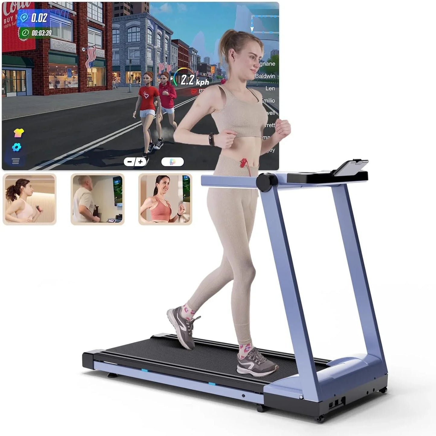 3.5HP Foldable Treadmill Walking Pad 350 lb (158 kg) Capacity 6% Incline 10 MPH/16 KPH LCD & App for Home Office
