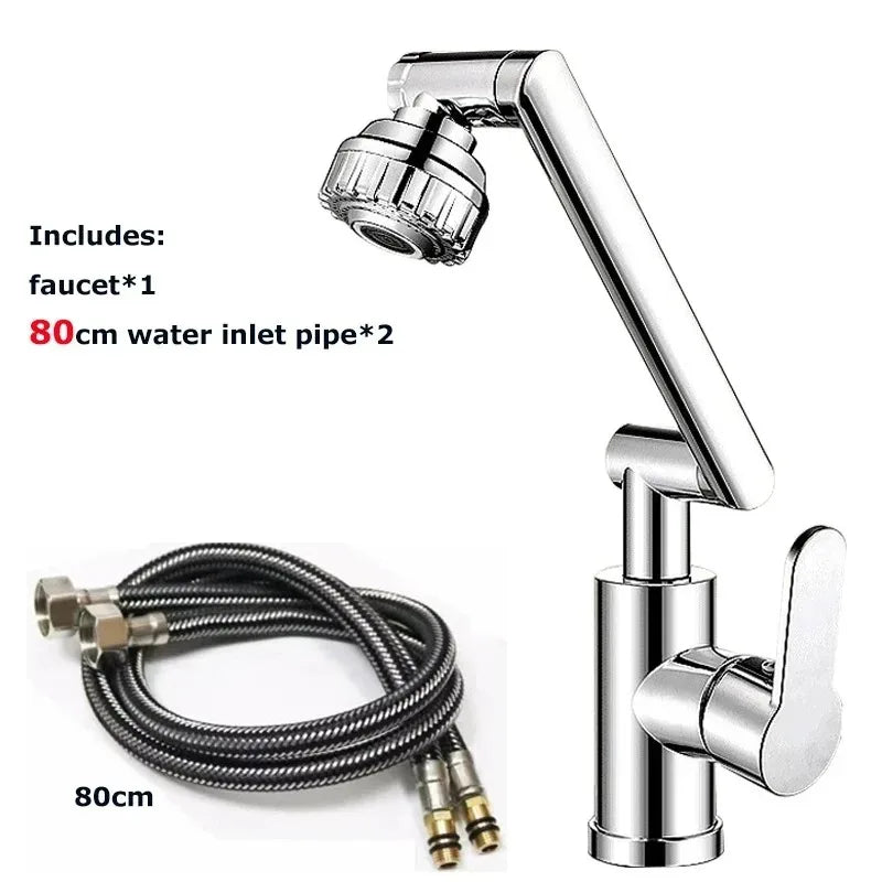 Universal Rotating Dual-Mode Single-Handle Faucet for Kitchen & Bathroom Sink - Hot & Cold Mixer