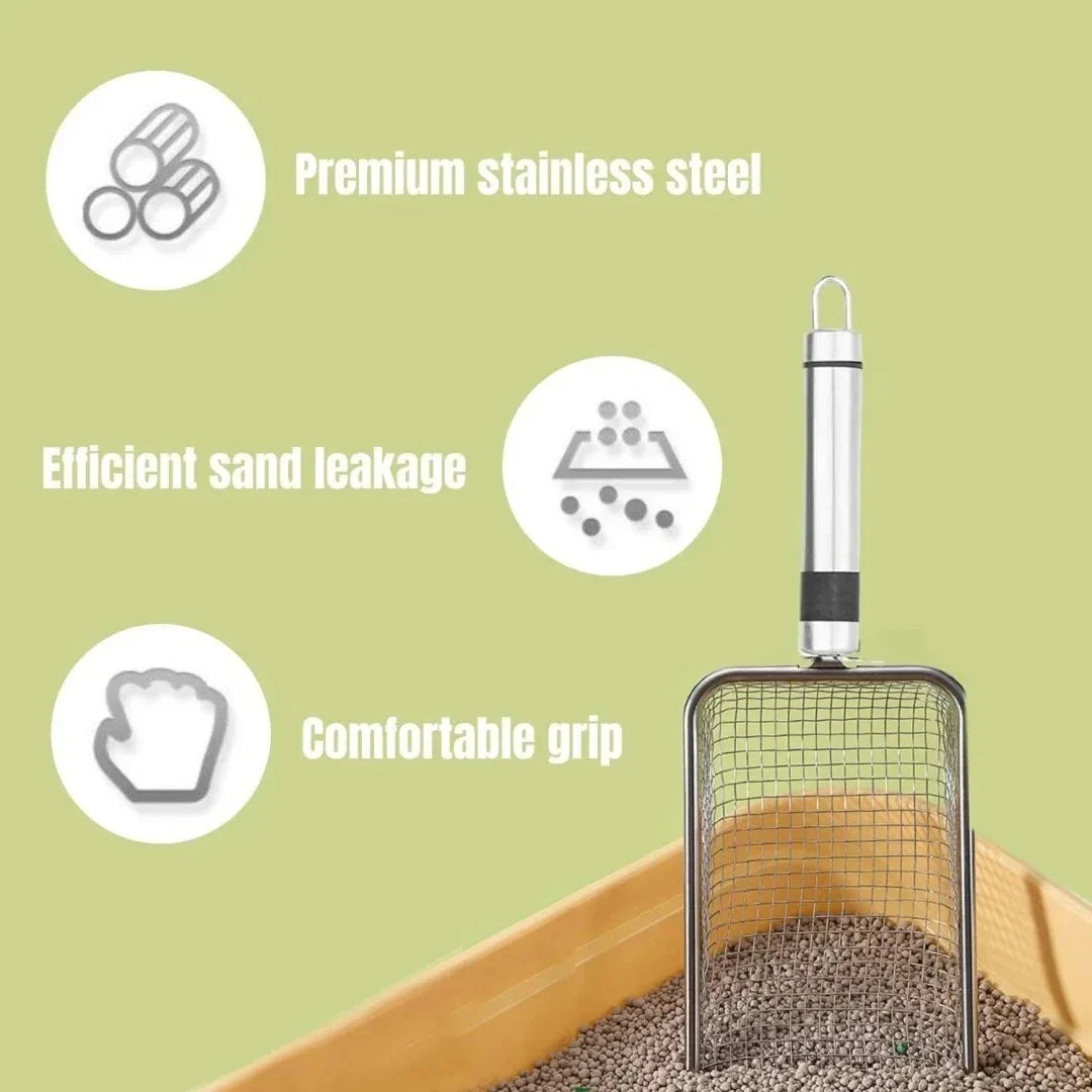 Aluminum Alloy Cat Litter Scoop – Large Long-Handle Stainless Steel Litter Shovel