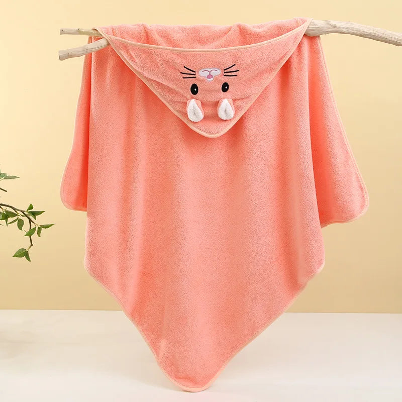Toddler and Baby Hooded Towel Super Soft Coral Velvet Bathrobe Swaddle Wrap for Newborns and Kids