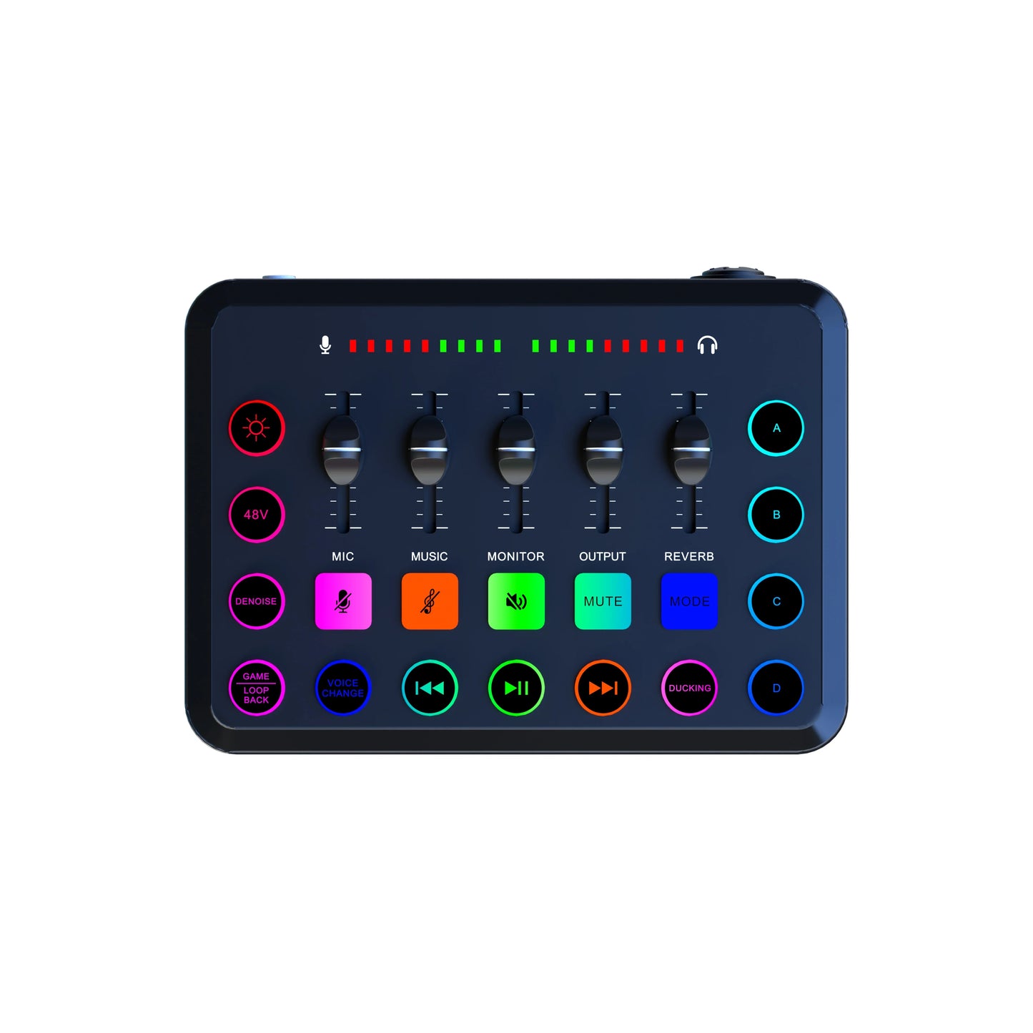 5-Channel Live Sound Card Mixer for Streaming, Podcasting & Gaming - Professional Audio Mixer