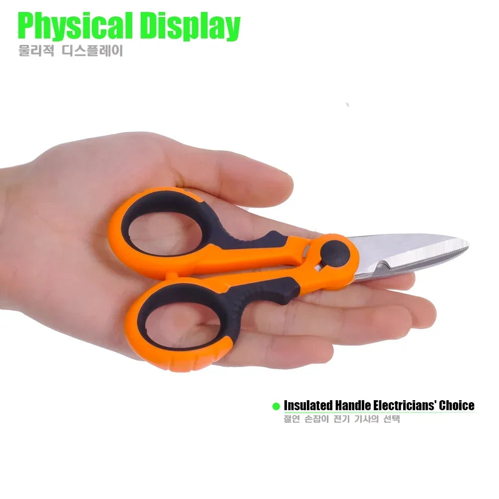 Fishing Line Scissors 140mm (5.5in) Stainless Steel Tungsten Carbide Cutter Non-Slip Rubber Handle with Protective Sheath