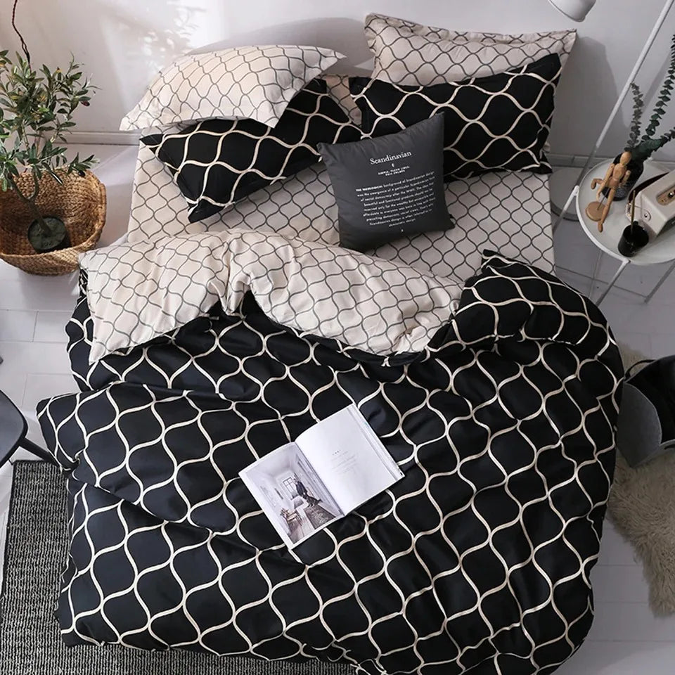 Luxury Black Duvet Cover Set with Pillowcases – Twin/Full/Queen/King (2–3 Piece Options)