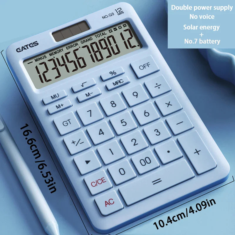 Solar 12-Digit Financial Calculator for Accounting, Students & Office Use