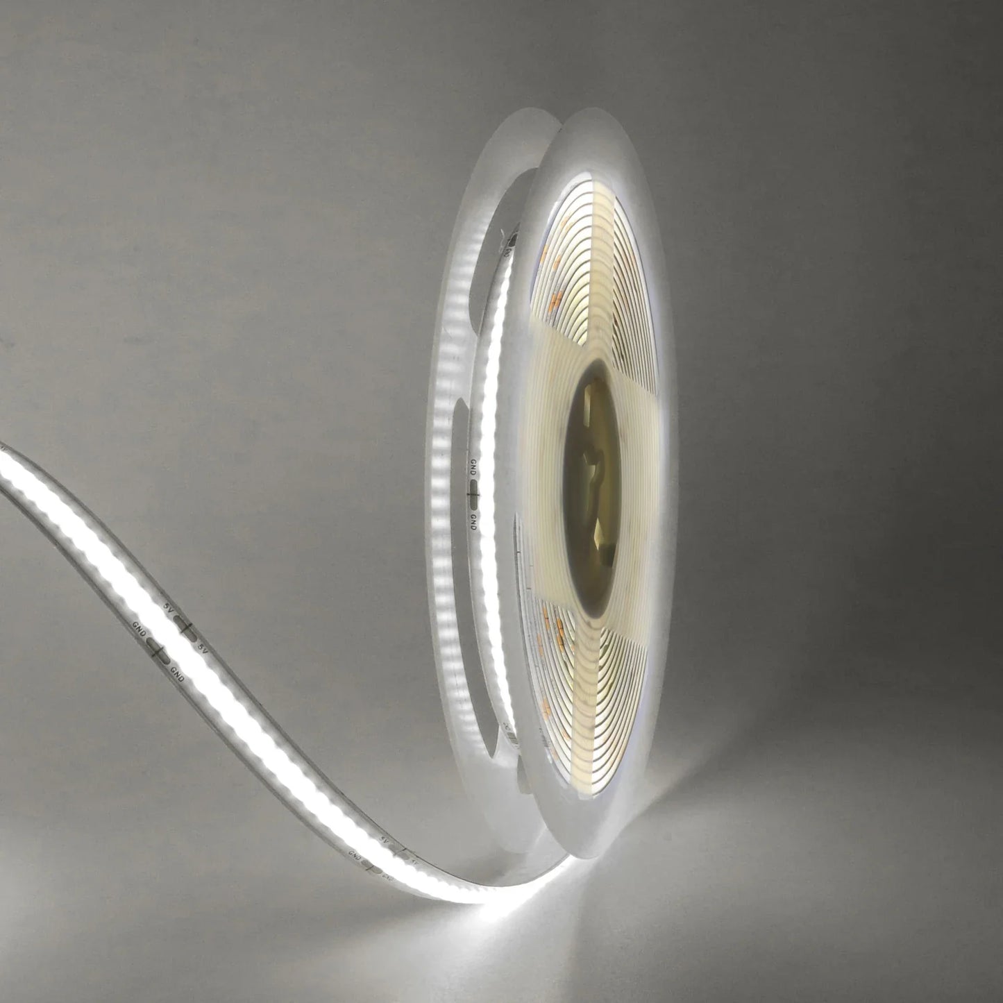5V COB LED Strip Light with 3xAA Battery Box, 8mm 320 LEDs/m, 0.5–5m, Warm/Natural/Cool White, Adhesive Backing
